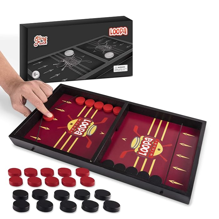 Buy Loopa Sling Puck Board Game, Wooden Fast Slingshot Winner Desktop