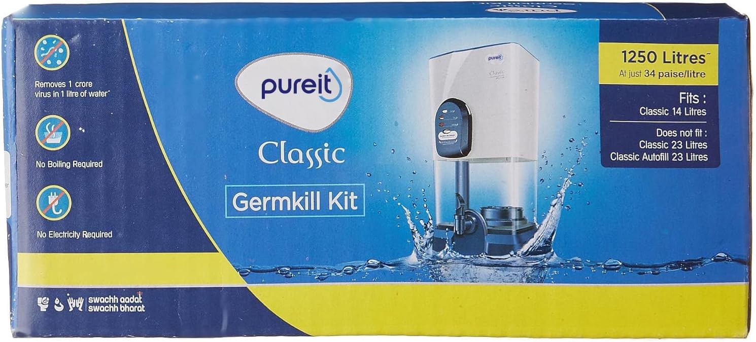 Pureit Germkill Kit For Classic 14 L Activated Carbon Water Purifier - 1250 L Capacity I White