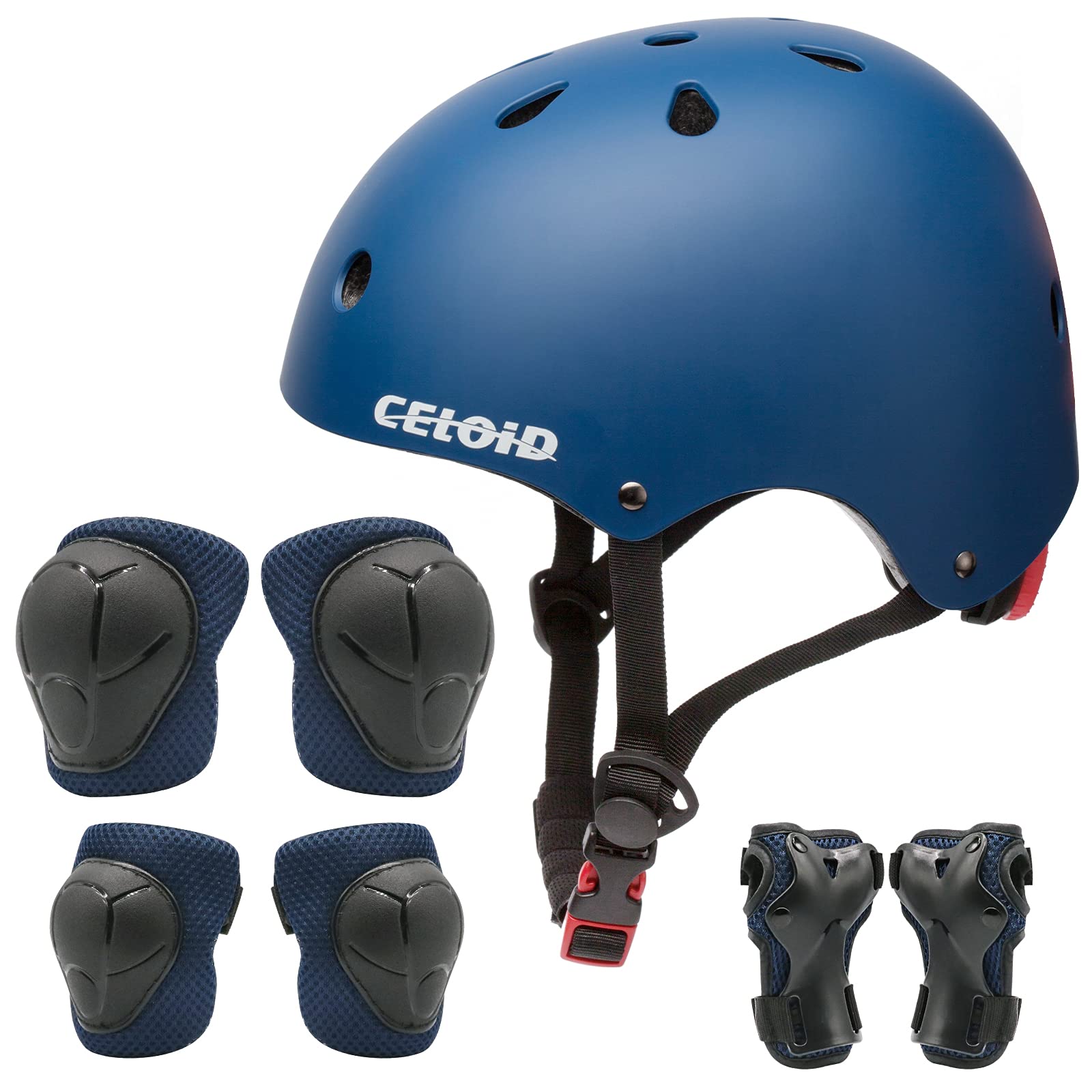 CELOID Kids Bike Skateboard Helmet Pad Set,Toddler Cyling Protective Gear Knee & Elbow Pads Wrist Guards for 5-8-10-12-14-16 Years Girls Boys Bicycle