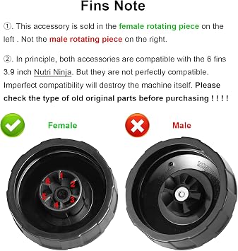 6 Fins Female Extractor Blade Fit for Ninja Auto iQ Blender