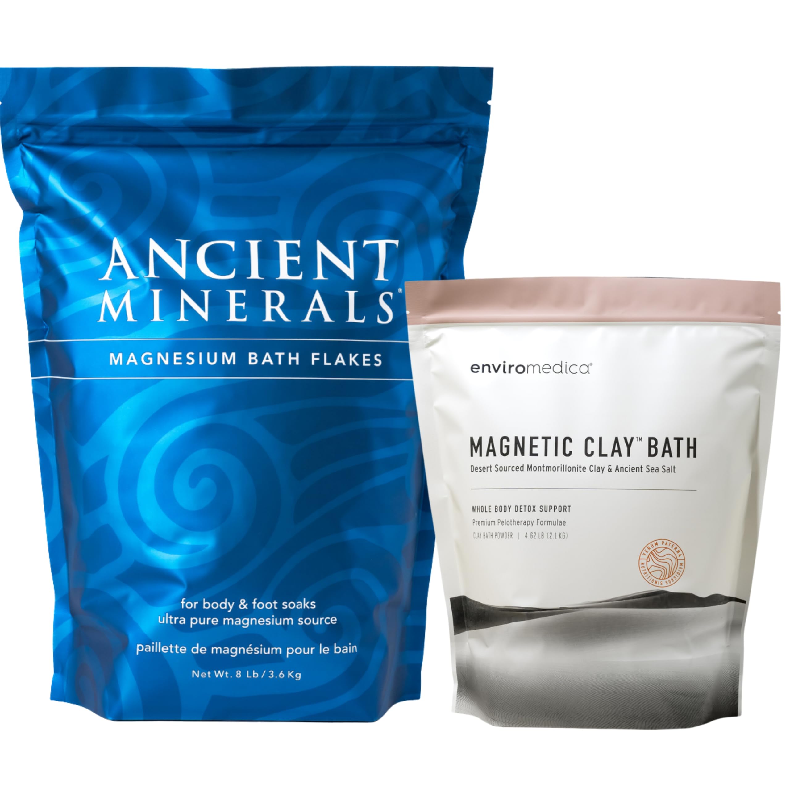 Ancient Minerals Magnesium Bath Flakes & Magnetic Bentonite Clay Bundle