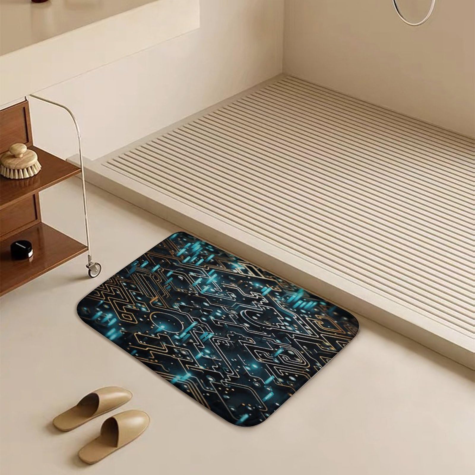 Tapete de bienvenida para interiores y exteriores, antideslizante, patrón de codificación, tapete para entrada, porche, lavandería, baño, dormitorio, alfombra de 40 cm x 60 cm