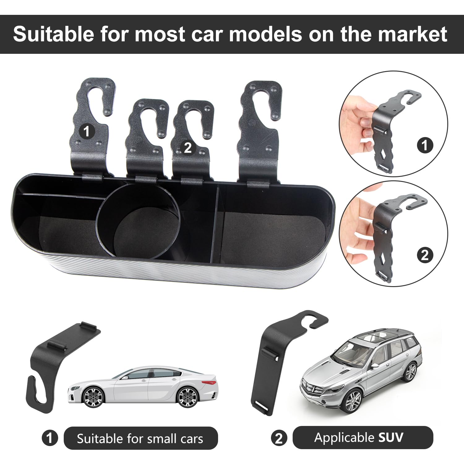 Organizzatore Sedili Posteriori Auto, Multifunzionale Organizer per Bambini e Adulti con Portabicchieri e Gancio per Poggiatesta, Accessori da Viaggio Autoveicoli (Nero)