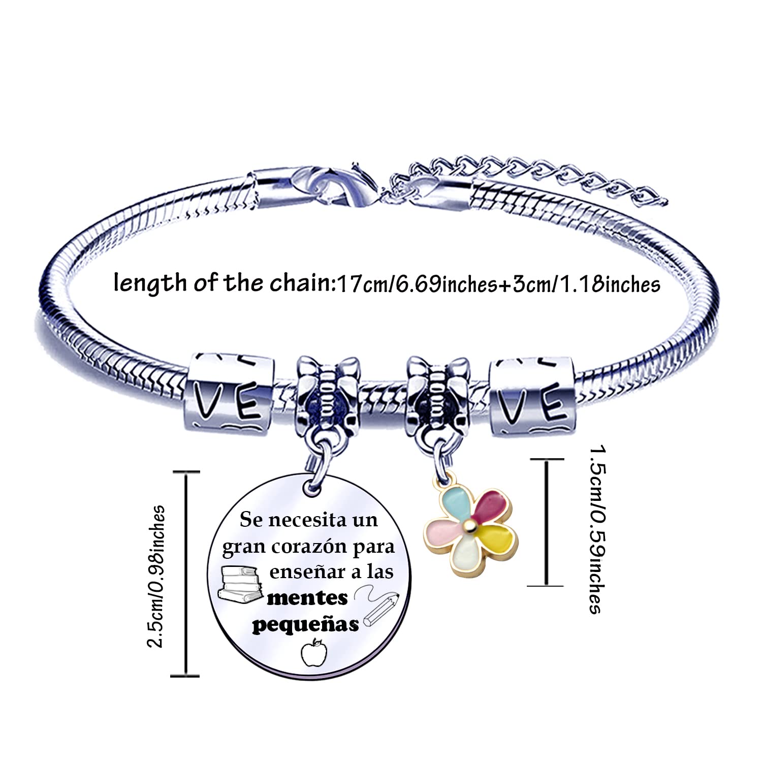 Pulsera Profesoras Regalos Originales para Profesoras Pulseras Maestro Regalo Grabado Pulsera Graduación Regalos Cumpleaños Regalo del dia del Maestro