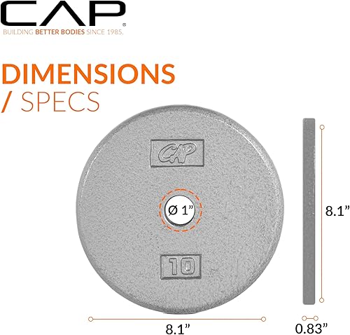 Miniatura 4 de CAP Barbell Placas de peso estándar de hierro fundido de 1 pulgada, individuales y juegos 1.25-50 libras Múltiples opciones