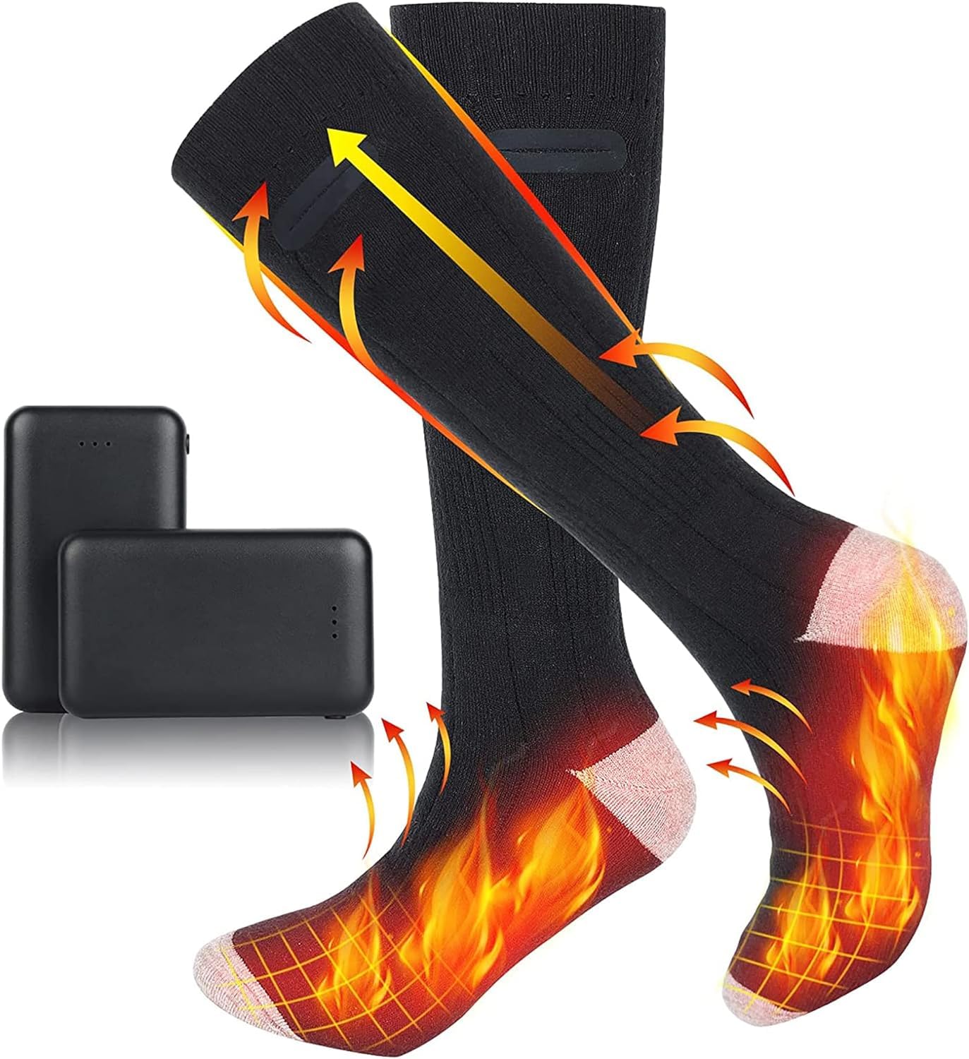 Chaussettes chauffantes lavables avec 3 réglages de Chauffage électriques pour Hommes et Femmes Randonnée Ski Camping