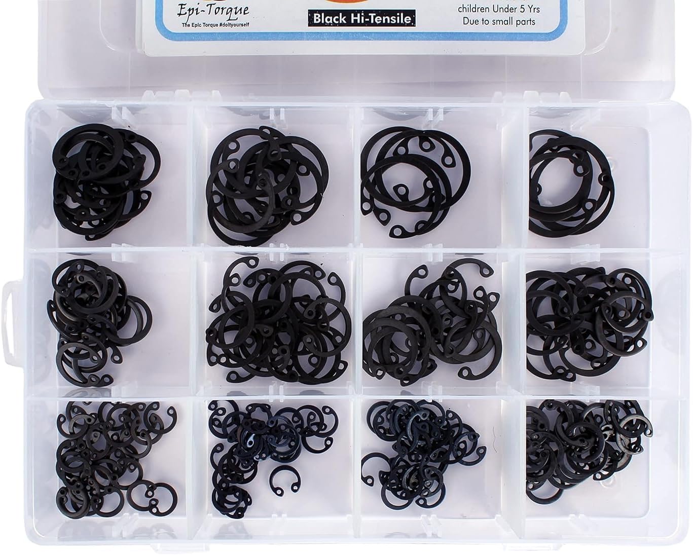 Epi-Torque; The Epic Torque #DoityourselfAlloy Steel Internal Snap Retaining Ring Circlip for Bore Size 10mm to 25mm [10-Size] 225 Pcs Assortment