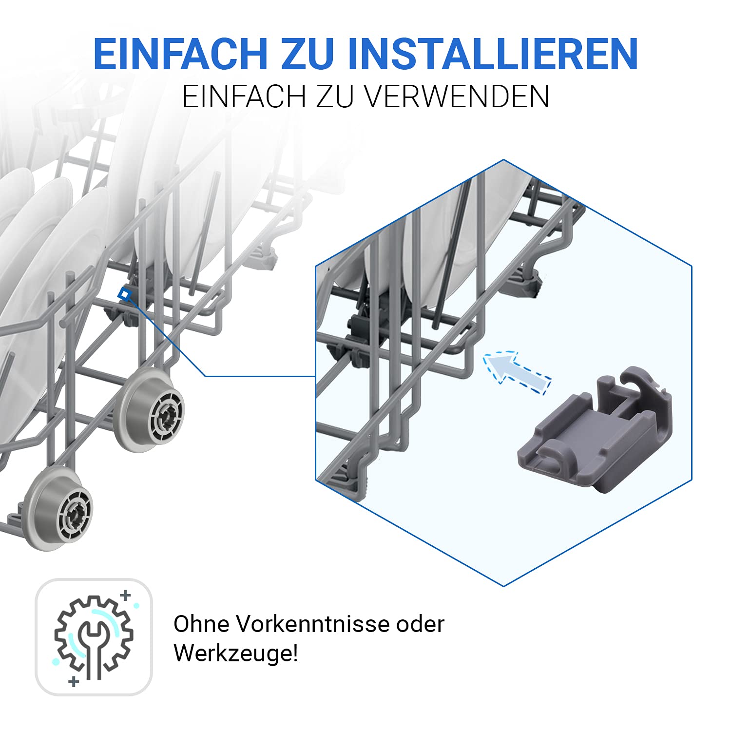 Lager Ersatz für Bosch 00418674 Set für Oberkorbablagen Geschirrspüler 3Stk Geschirrkorb Spülmaschine Oberer Korb Clips Klammer Befestigung Klappstachelreihe Oberkorb