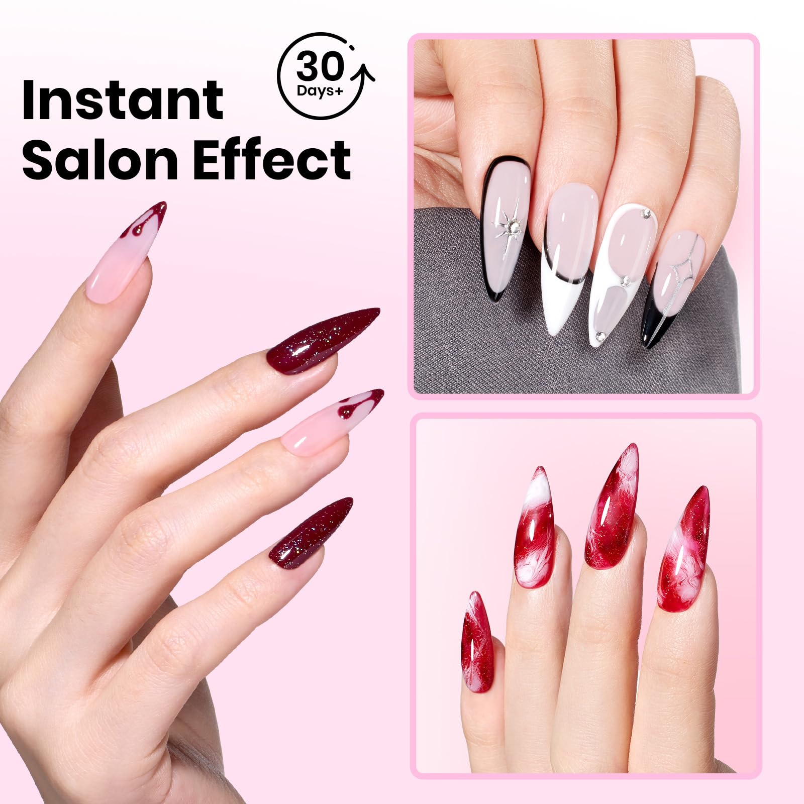 Beetles Tipex Lite Pre-Built Apex Nail Tips, Coffin Medium, 256pcs Value Pack, 16 Sizes | 00-14, Flat-Nail Friendly Acrylic Tips for Natural Nail Beds, Easy for Beginner DIY: 3A-Tipex Lite Kit with Primer-Stiletto Medium