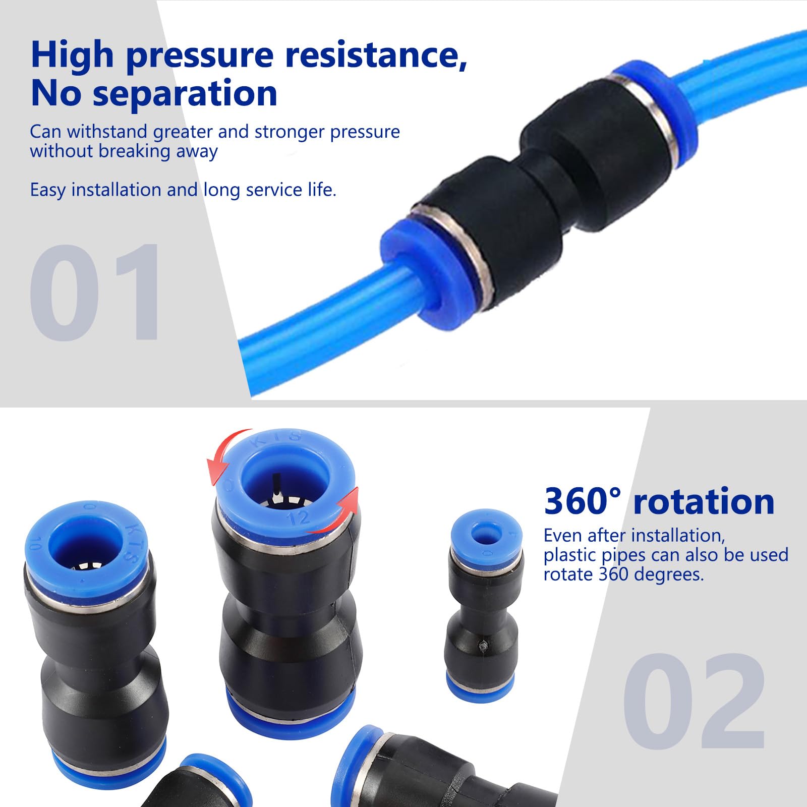 40x Pneumatik-Steckverbinder 1/2 Zoll Push-in, Nylon Luftleitung, Schnellkupplungen Für Druckluft