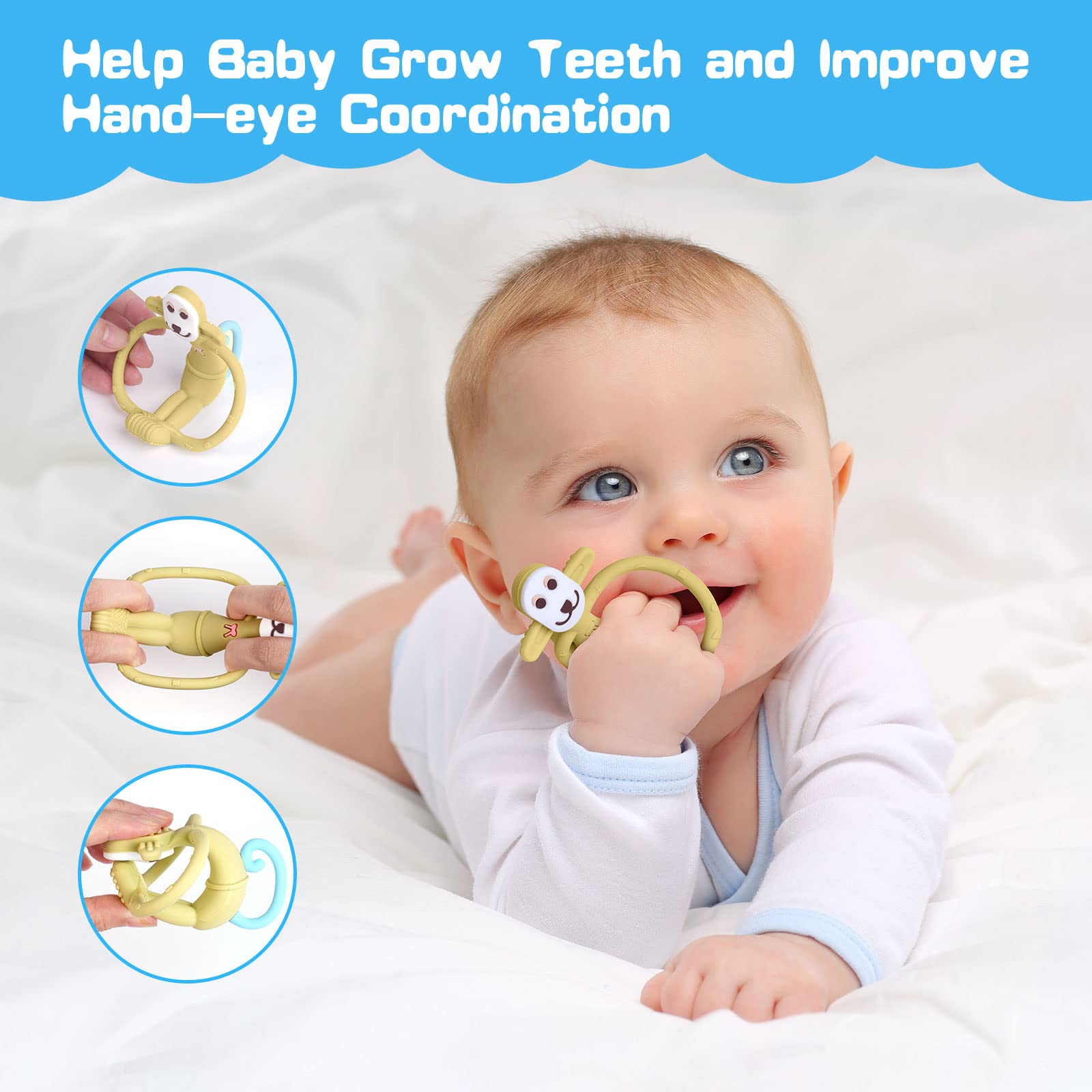 Vicloon Massaggia gengive per neonati, Massaggiagengive Neonati in Silicone Senza BPA, Dentizione Neonati Giocattolo, Adatto a Ragazzi e Ragazze, Stile Scimmia Verde