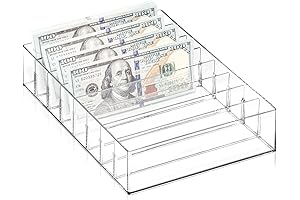 XUWAIDSGN Large Acrylic Money Tray, 8-Section Budget Tray Organizer
