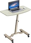 SHW Height Adjustable Mobile Laptop Stand Desk Rolling Cart, Height Adjustable from 28'' to 33'', White