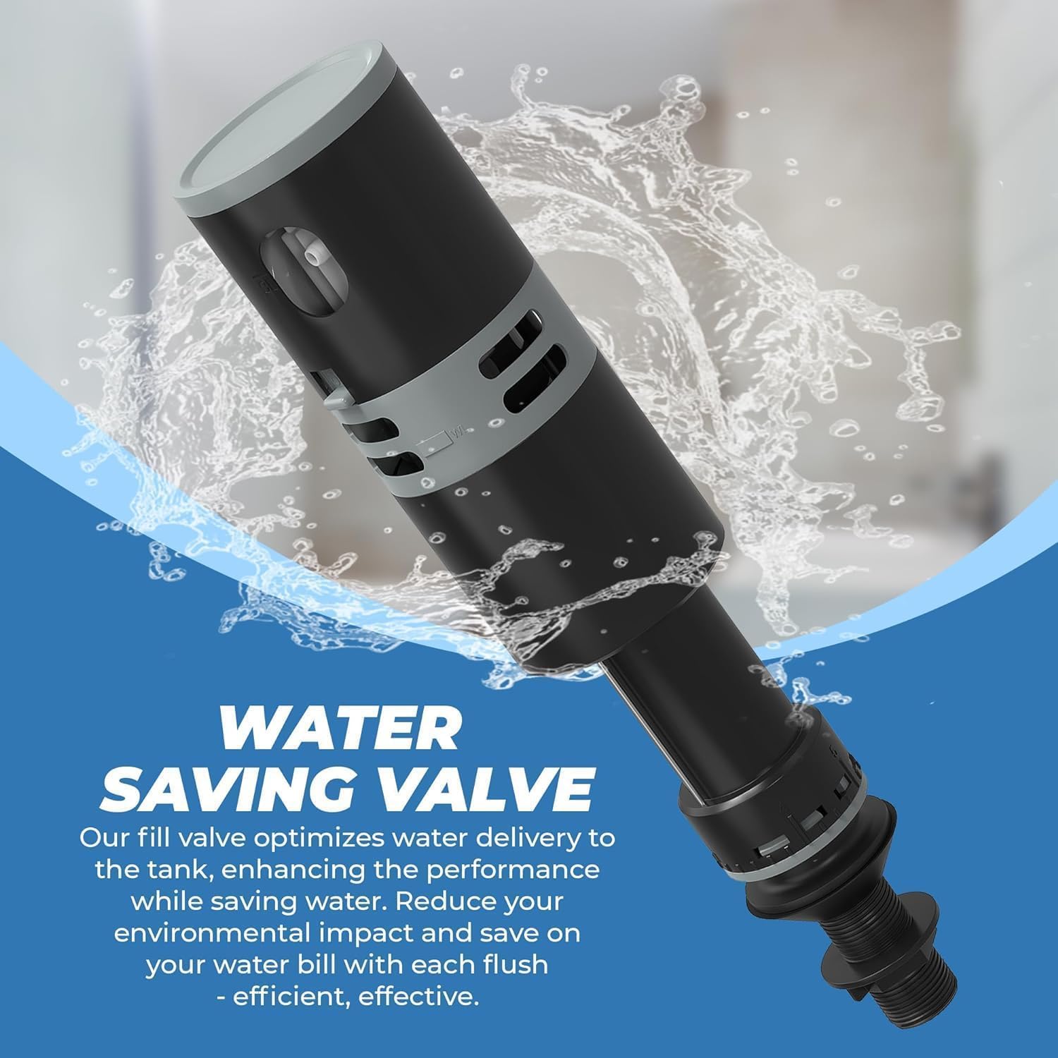 Toilet Fill Valve Replacement, Adjustable 8.7" to 12.2" Toilet Tank Fill Valve, Easy Install, Fix Running Toilet, Quiet Refill, Fits Most Standard Toilets (2 Pack (Best Value))