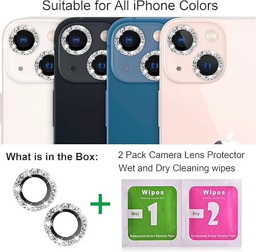 Miniatura 6 de Protector de lente de cámara compatible con iPhone 14 y 14 Plus (6.1 y 6.7 pulgadas), cubierta de cámara Apple brillante con vidrio transparente,