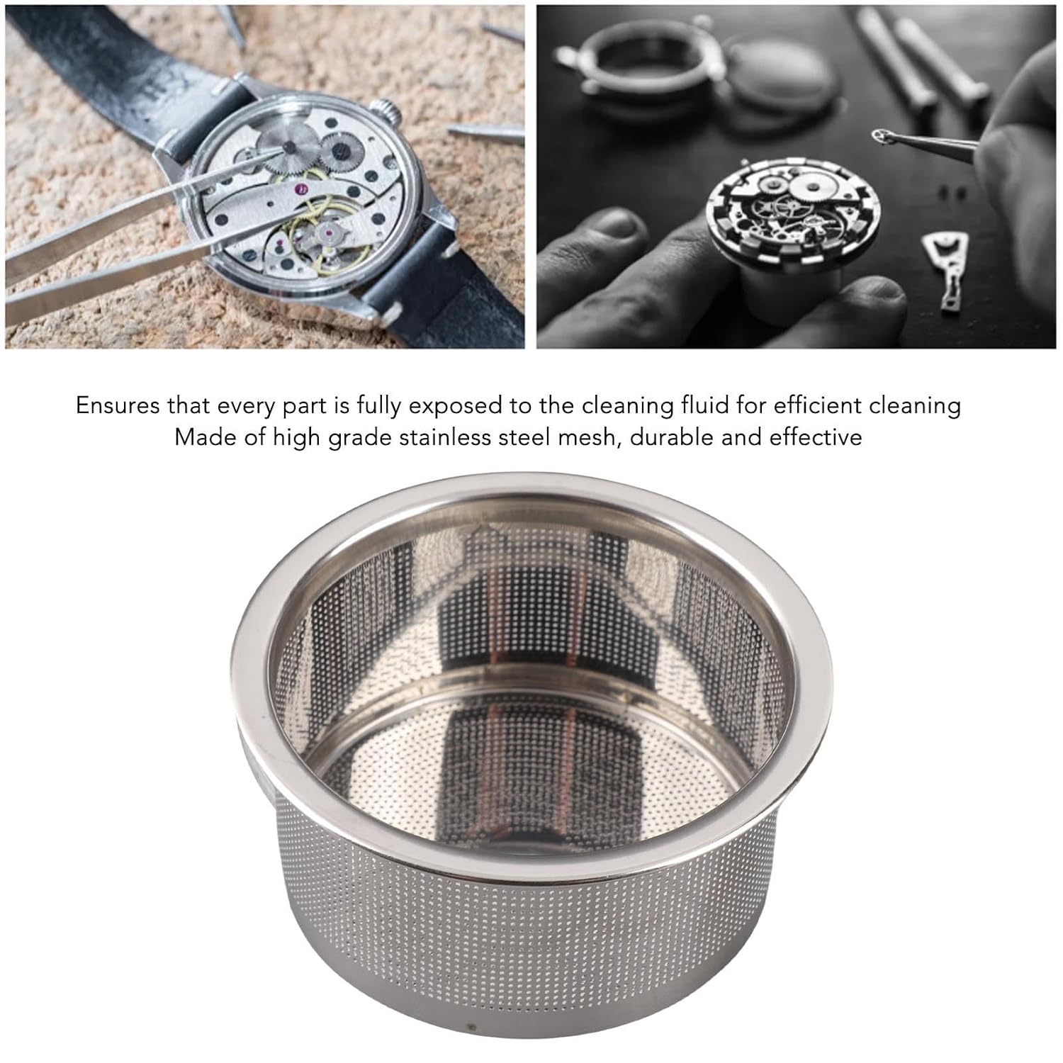 Watch Parts Cleaner Baskets Efficient Cleaning Portable Stainless Steel Mesh Holder Basket Ultrasonic Jewelry Steam Ball Small with Lock Hook for Solution Home