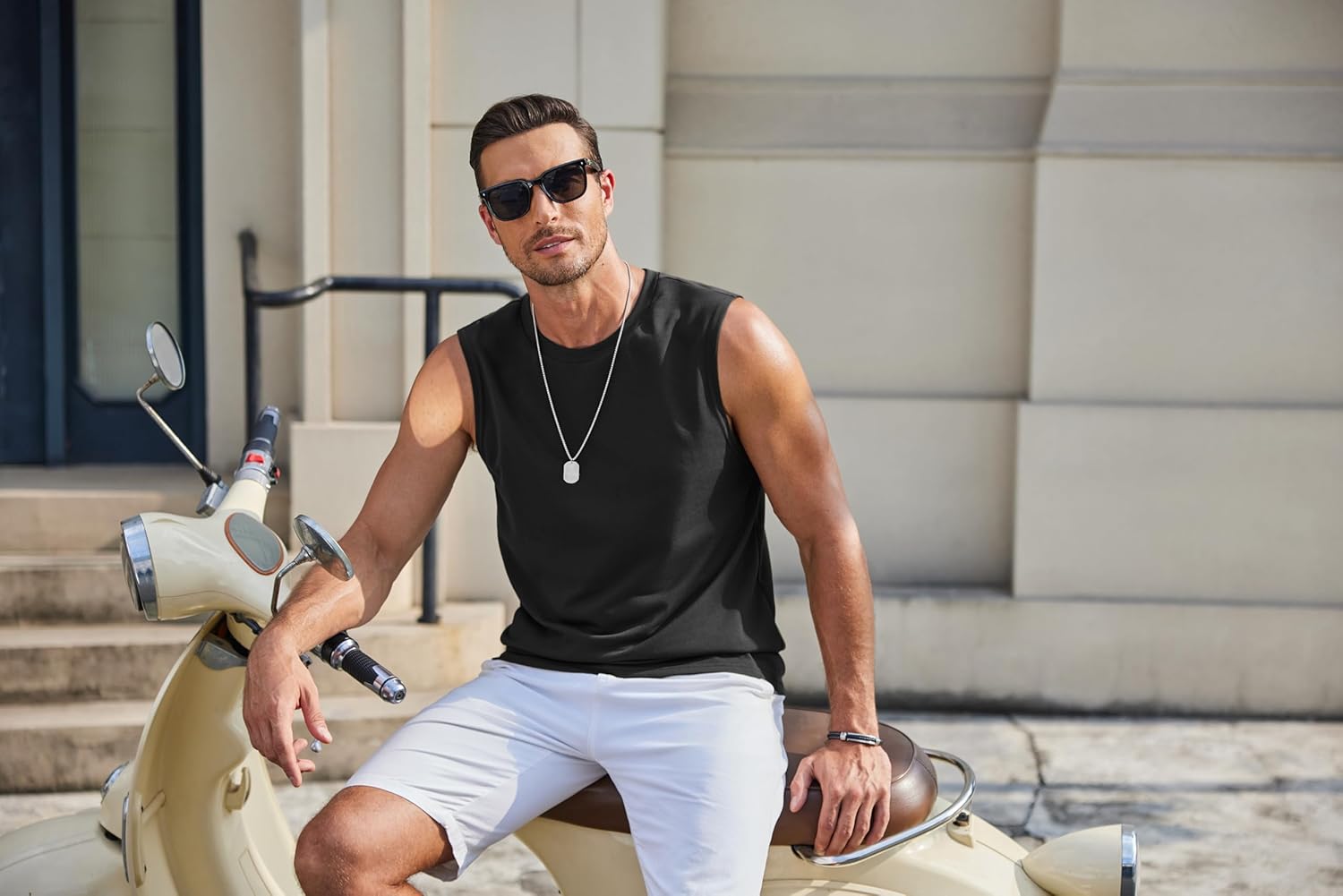 COOFANDY Mens Workout Tank Tops Cotton 3 Pack Soft Gym Muscle Shirt Sleeveless Classic T Shirts - Image 4