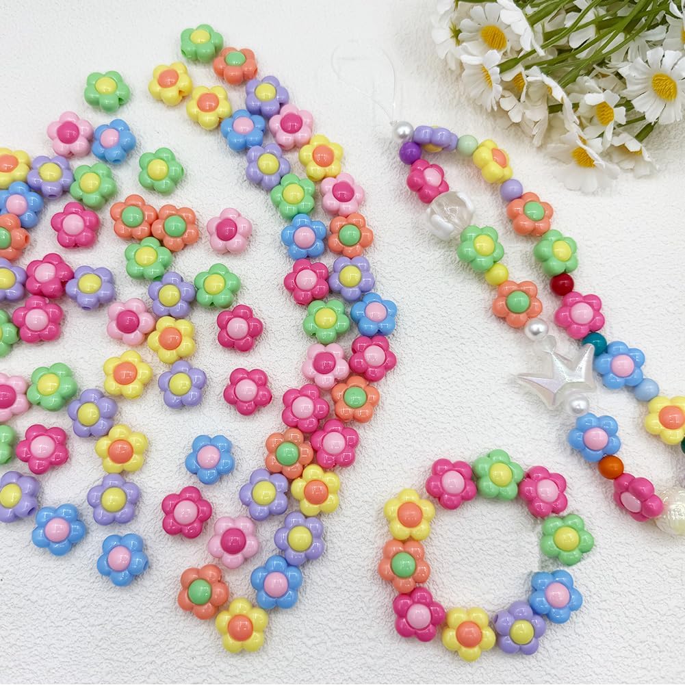 100pcs Acrylic Flower Beads, Mixed Color Clear Spacer Beads for Bracelet Necklace Earring Jewelry Making (Mixed Flower) - Image 5