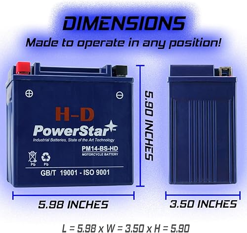 Miniatura 3 de PowerStar Reemplazo de batería YTX14-BS 12V para Honda 450 TRX500FE FM TM Trax Foreman 2005