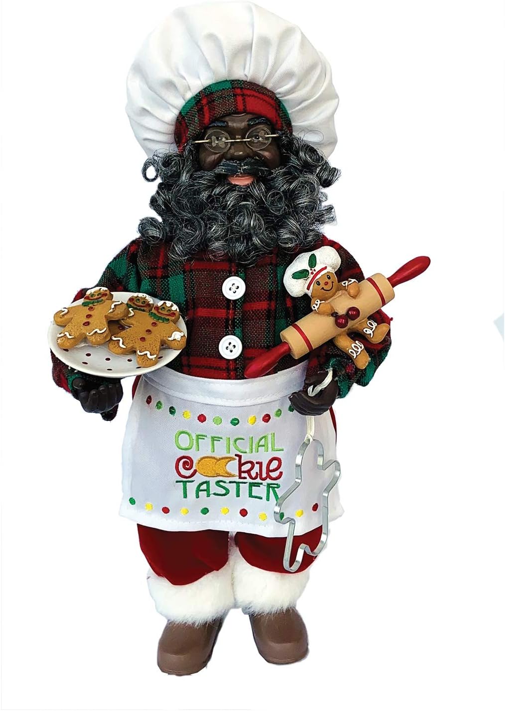 Santa's Workshop 15" Black Cookie Taster Claus Santa, RED