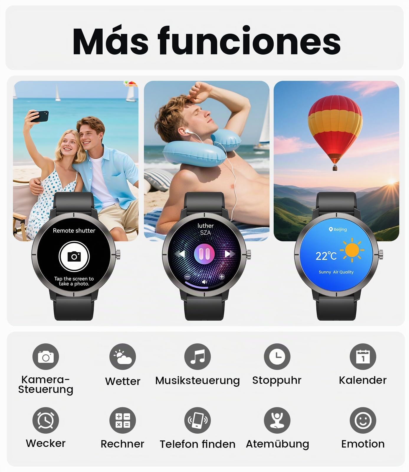 DREMAC Reloj Inteligente Hombre Mujer con GPS, 10 Días Batería/1,35" Pantalla Amoled, Aluminio,170 Modos Deportivos,5 ATM Fitness Tracker con Frecuencia Cardíaca, SpO2,Sueño para iOS Android
