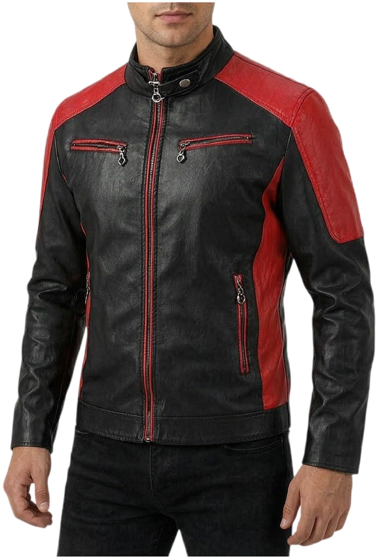 Chaqueta de motociclista de cuero retro de dos tonos para hombre, estilo clásico de moto, ligera, ropa de abrigo Cafe Racer