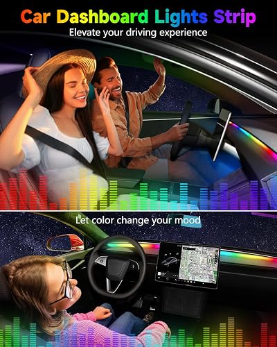 KEIUROT Bande LED Intérieur Auto avec APP Lumiere LED Interieur Voiture Lumière de sous-éclairage de Voiture Améliorée Fort Kits Musicale Lumière au Néon 1 en 1 110cm - 3