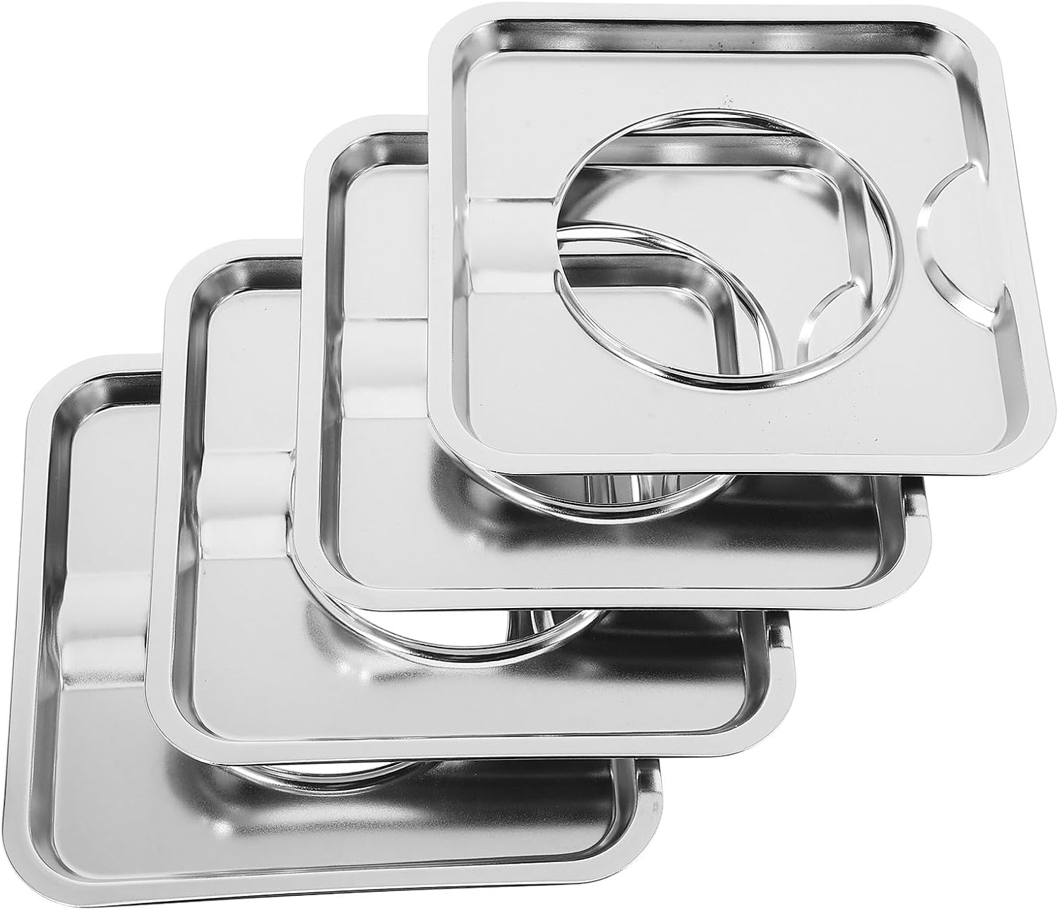 4pcs 19cm Stainless Steel Gas Range Burner Drip Pans Square Stove Burner Covers Replacement Trays for Kitchen Gas Stove Cooking