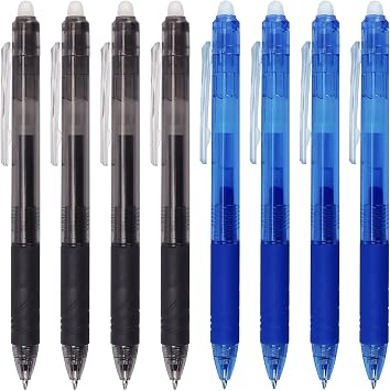 Bribobo 8 Pack Retractable Erasable Gel Pens Clicker Fine Point 0.7mm