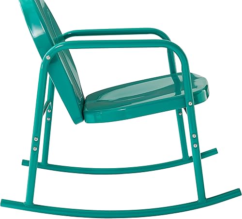 Miniatura 11 de Crosley Furniture Griffith - Juego de 2 mecedoras de metal retro para exteriores, para porche, terraza, balcón, patio trasero, turquesa brillante
