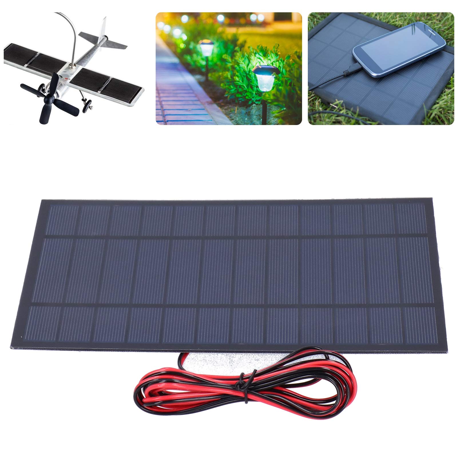 1 Piezas 6V 6W 170 x 230 mm,Micro Mini Células de Panel Solar, Mini Células Solares Polisilicio con 200cm Cable Negro Rojo para DIY Materiales de Juguete Eléctrico Células Fotovoltaicas Solares