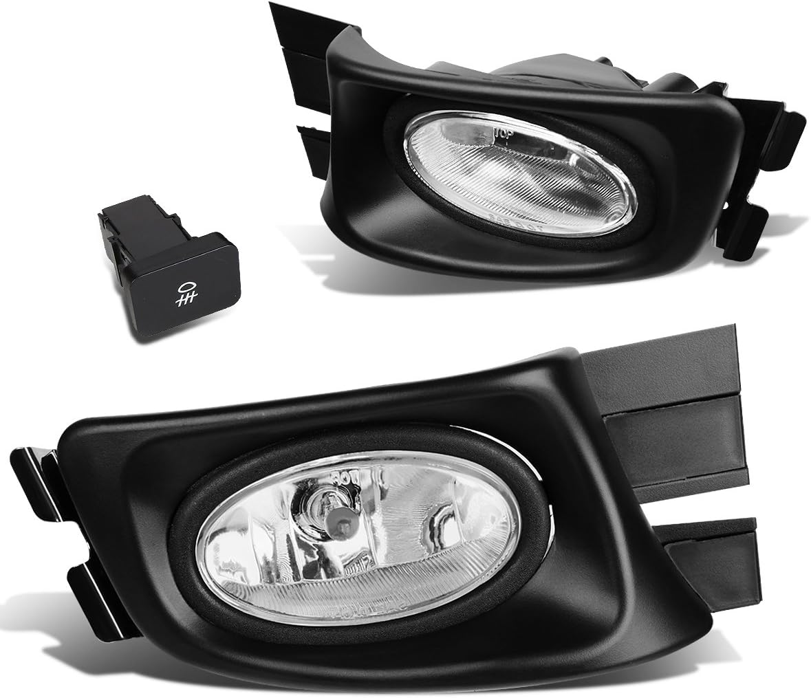 Auto Dynasty Fog lights Compatible with 2003-2005 Honda Accord 4-Door, Pair of Bumper Driving Fog Light Lamp with Switch & Wiring Kit, Driver and Passenger Side, Clear Lens