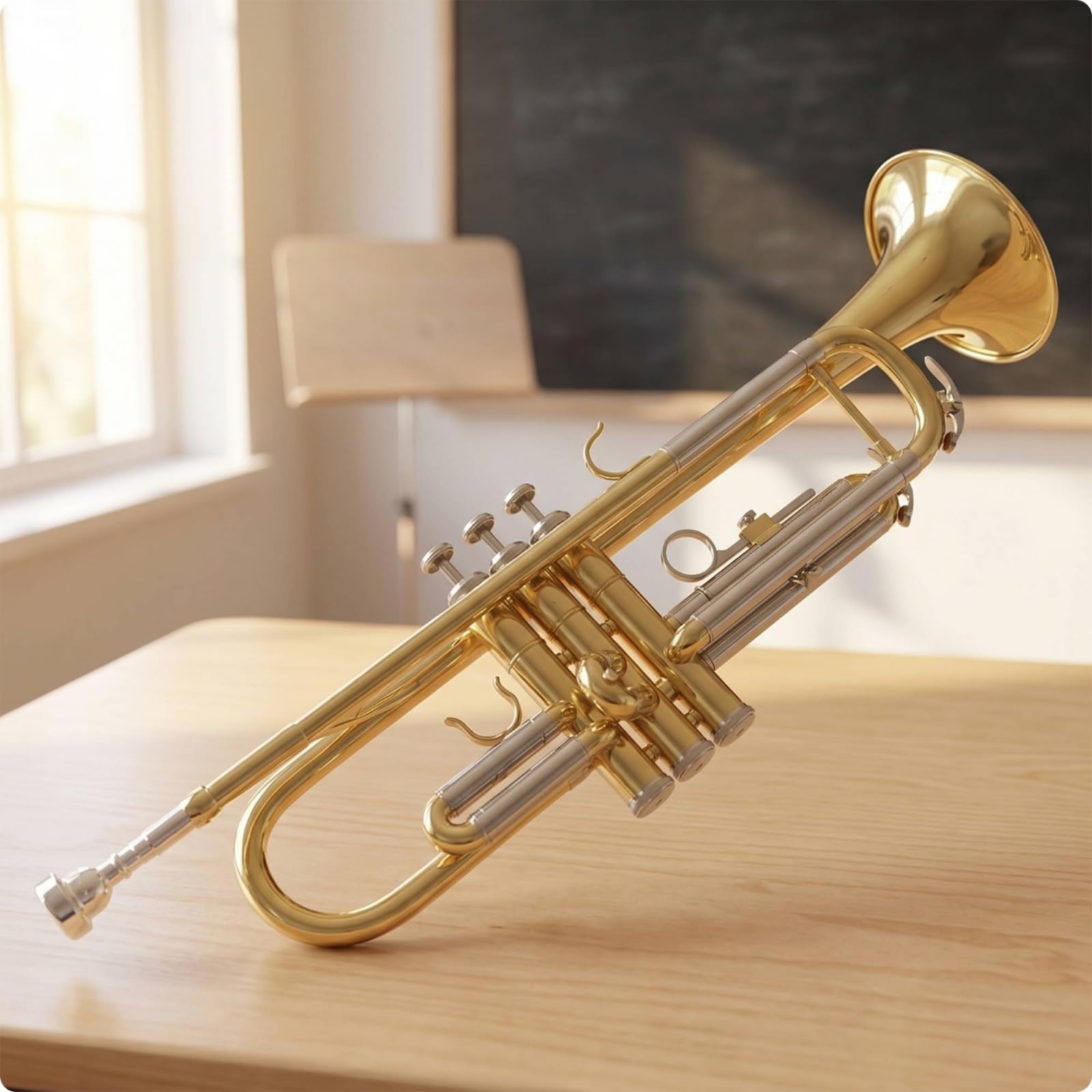 Tromba in Sib Tromba in Ottone Strumento a Fiato Bocchino con Custodia Tubo in Ottone Leggera E Maneggevole con Accessori Inclusi Adatta per Principianti Orchestrale Concerto Casa