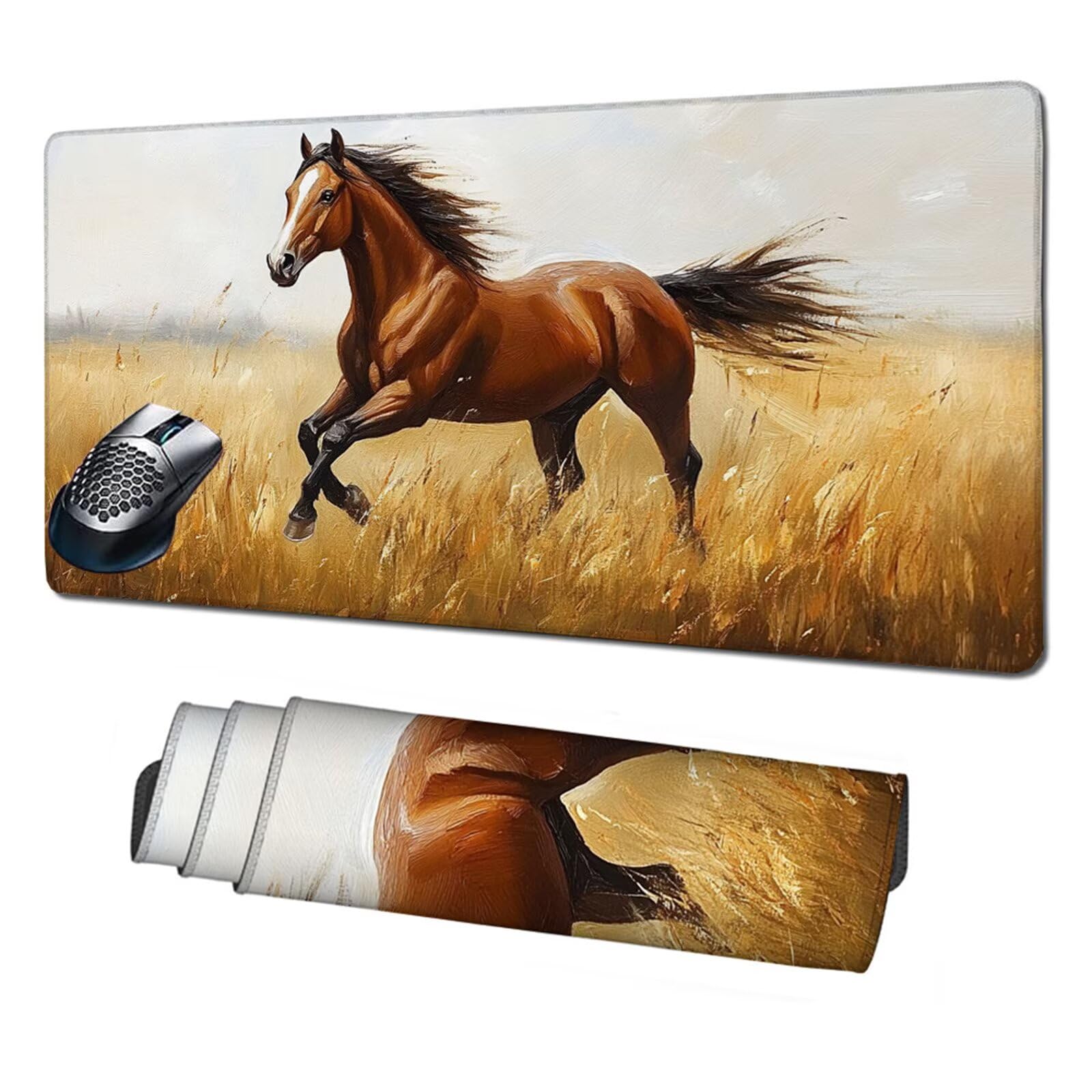 Gamingowa podkładka pod mysz XXL, 1200 x 600 x 3 mm, brązowa, podkładka pod mysz, z antypoślizgową gumową podstawą, szyte krawędzie, poprawia prędkość i precyzję, akcesoria gamingowe X1-436