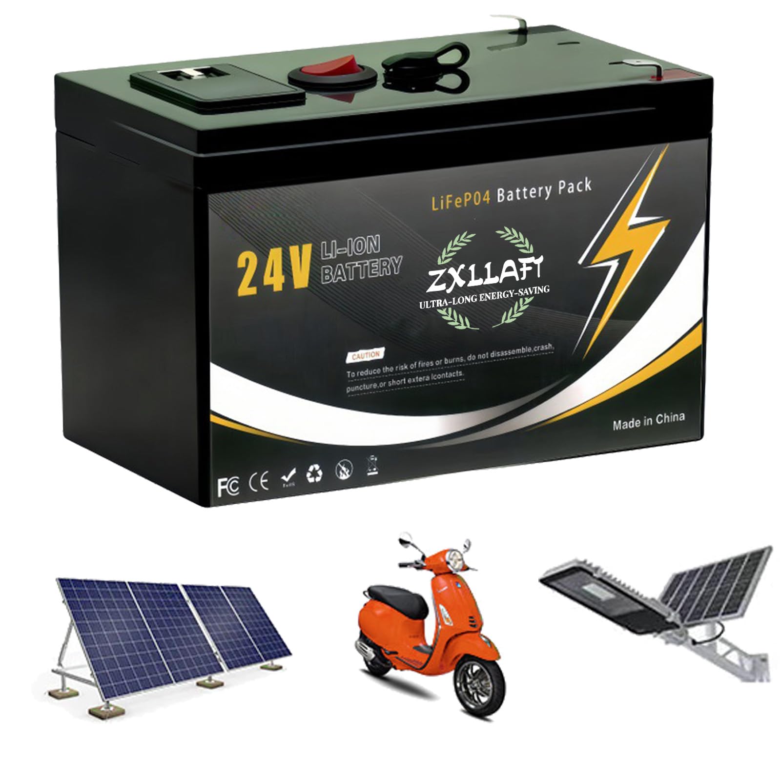 Batteria al Litio 24 V Batteria LiFePO4 10 Ah Batterie a Ciclo Profondo Batterie sostitutive Scheda di Protezione BMS Integrata per impianti solari, luci Emergenza