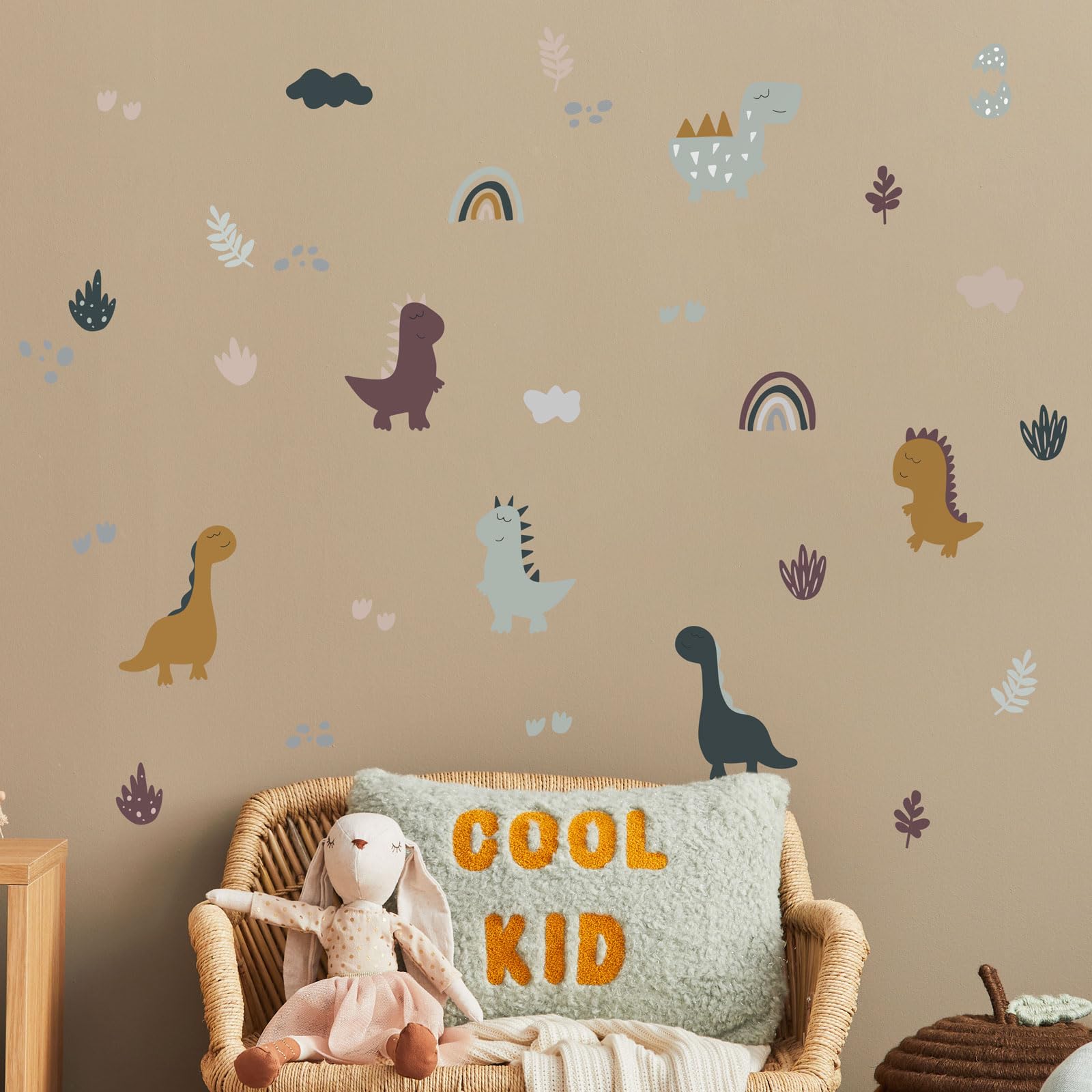 Stickerscape Dinosaurs And Rainbows Dinosaur Wall Stickers (Dinosaurs And Rainbows) | Nursery Wall Stickers, Dino Wall Decals, Dinosaur Wall Decor, Dinosaur Themed Bedroom | Easy To Apply, Cleanly Removable