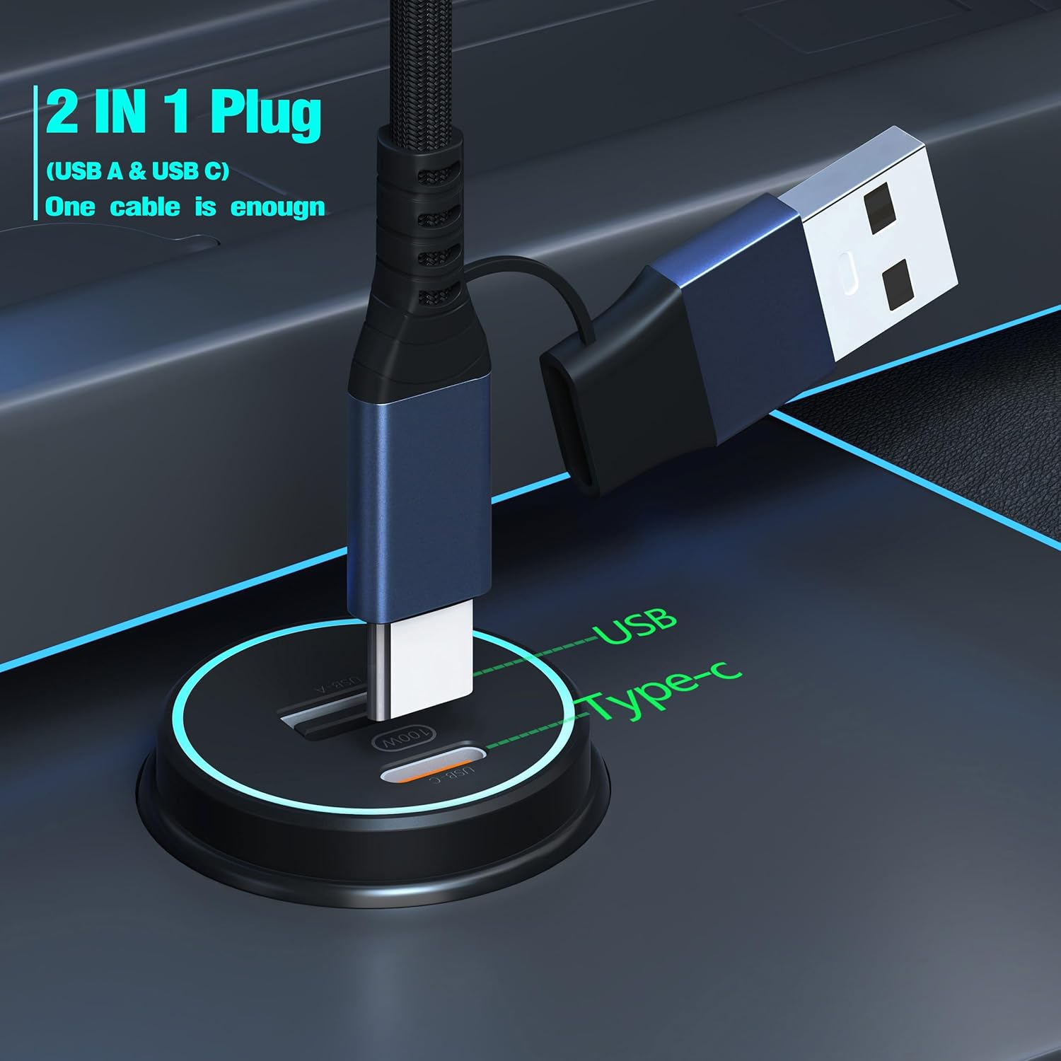 3 in 2 Multi Charging Cable, [5FT/2Pack 60W 3.1A] USB C Splitter Cable, USBA/C to C Nylon Braided PD & QC Fast Charger Cord with 3 Type-C Ports for Cell Phone/Tablets. - Image 3