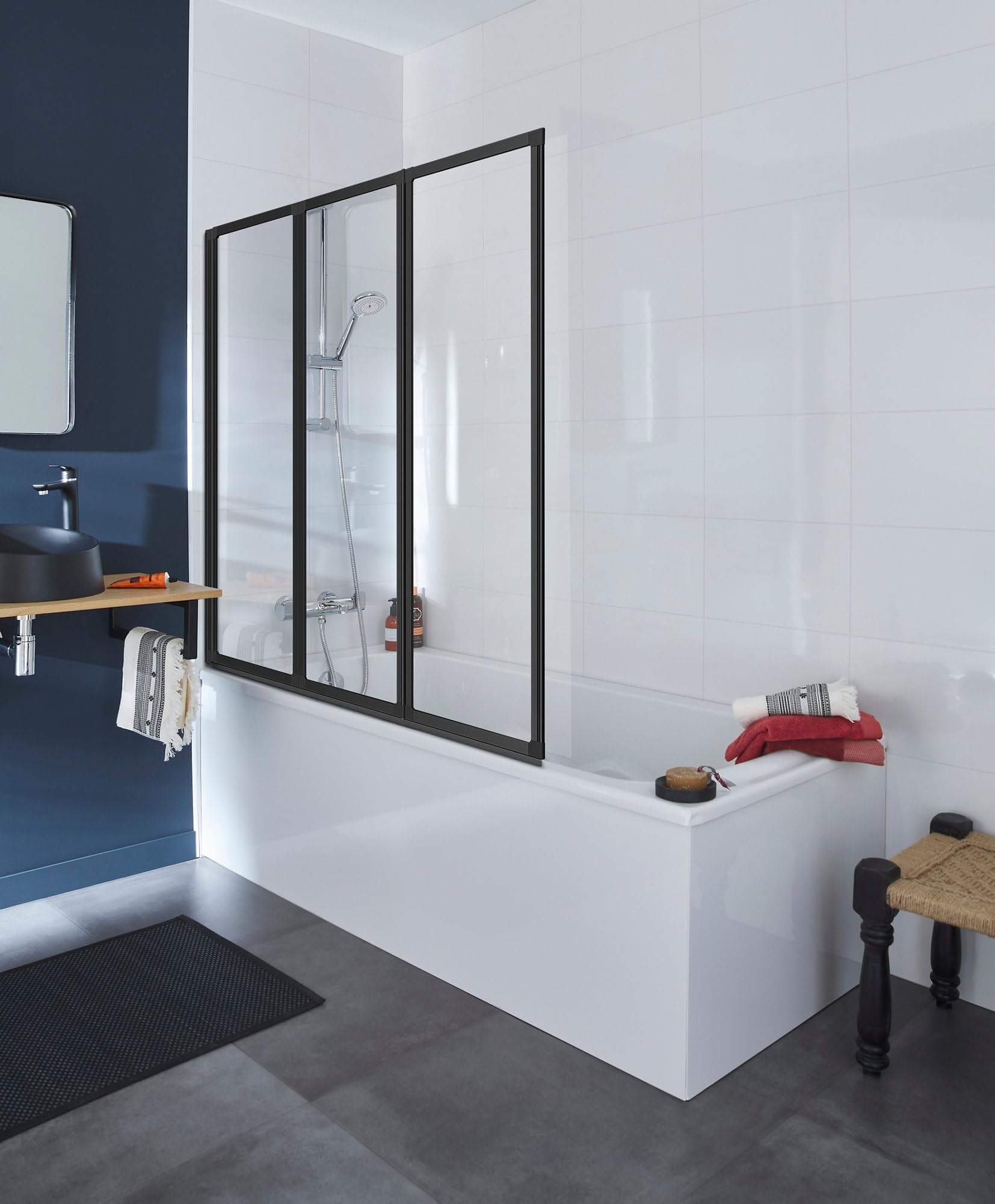 GoodHome Cavally - Mitigeur thermostatique de baignoire mural chromé.