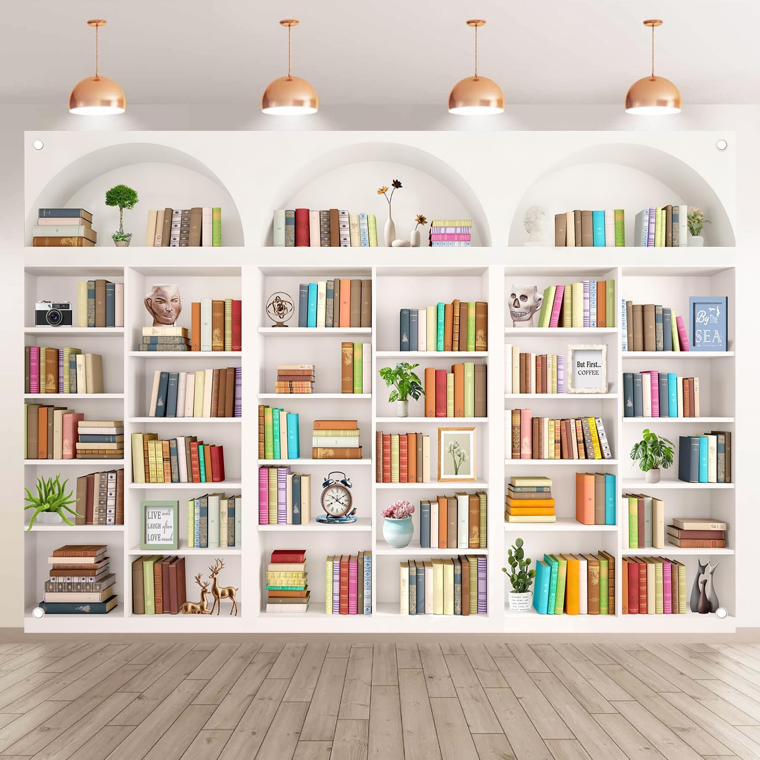 Office Backdrop for Video Conference Library Bookshelf Backdrops for Video Recording Podcast Background Book Party Decorations 7x5FT