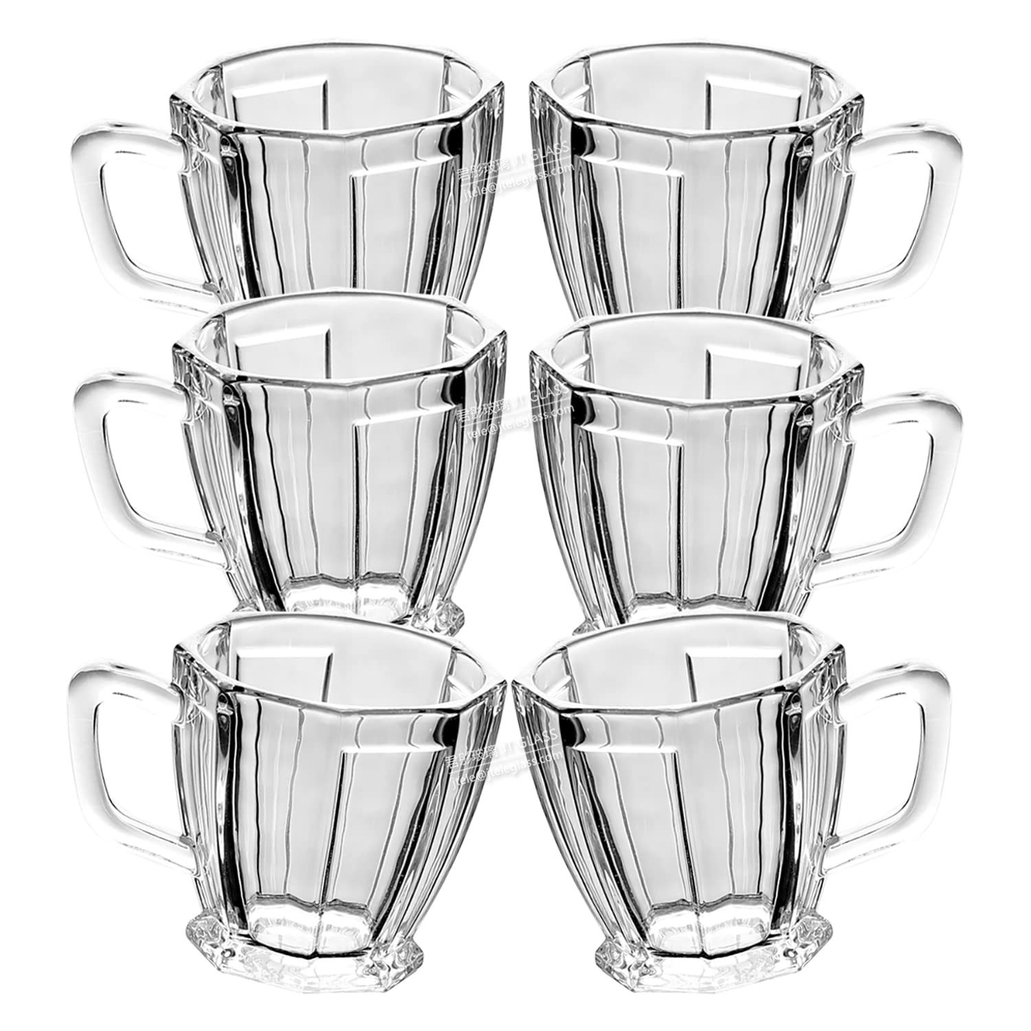 JT Glass Tea Cup Set (Transparent, 155ml, 5.5oz) - 6 Pieces