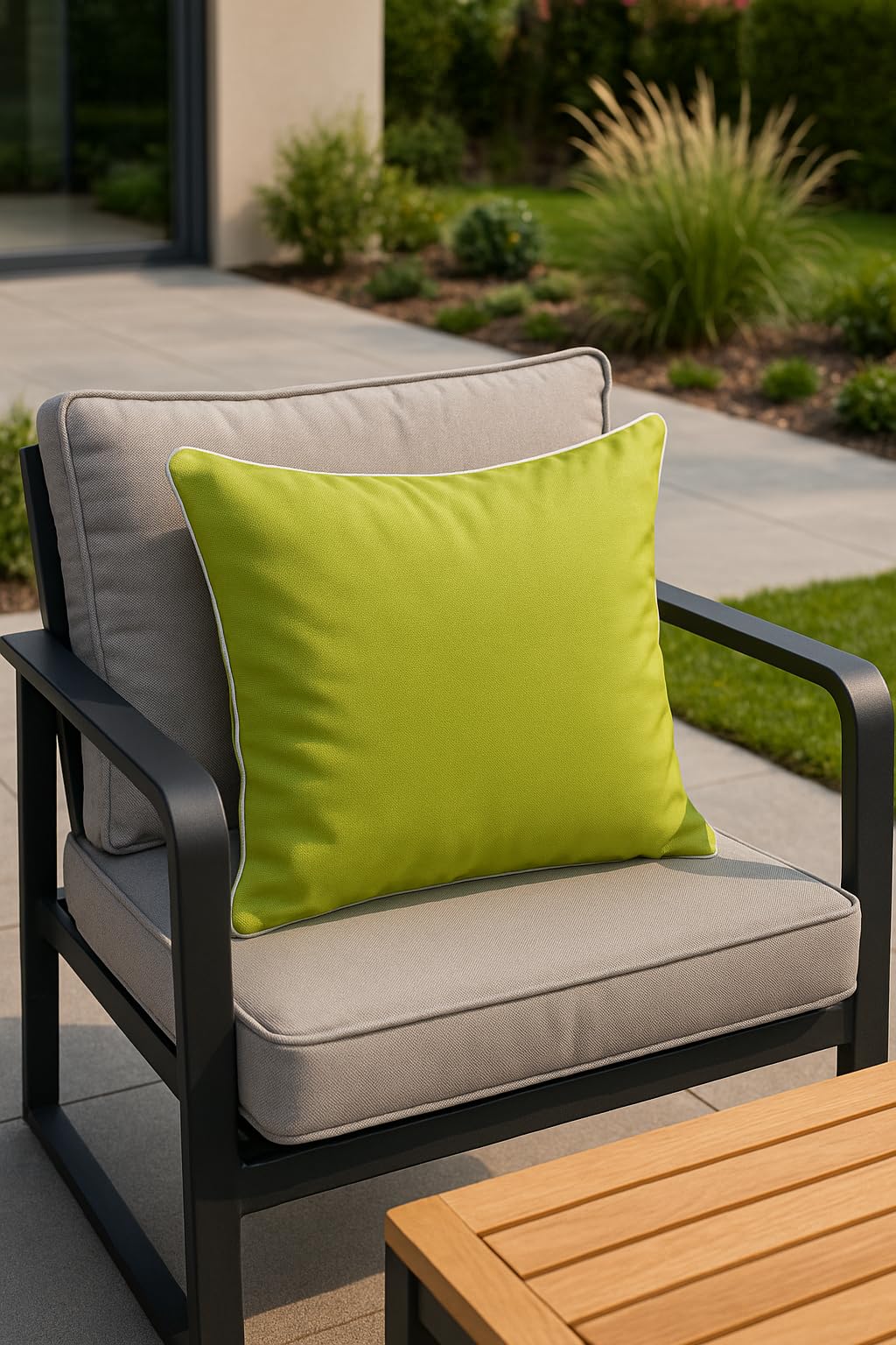 Brandsseller Set de 2 Cojines de Exterior 45x45 cm – Cojines Decorativos Impermeables con Ribete – Resistentes a la Intemperie para Jardín, Sofá, Balcón y Terraza – Verde