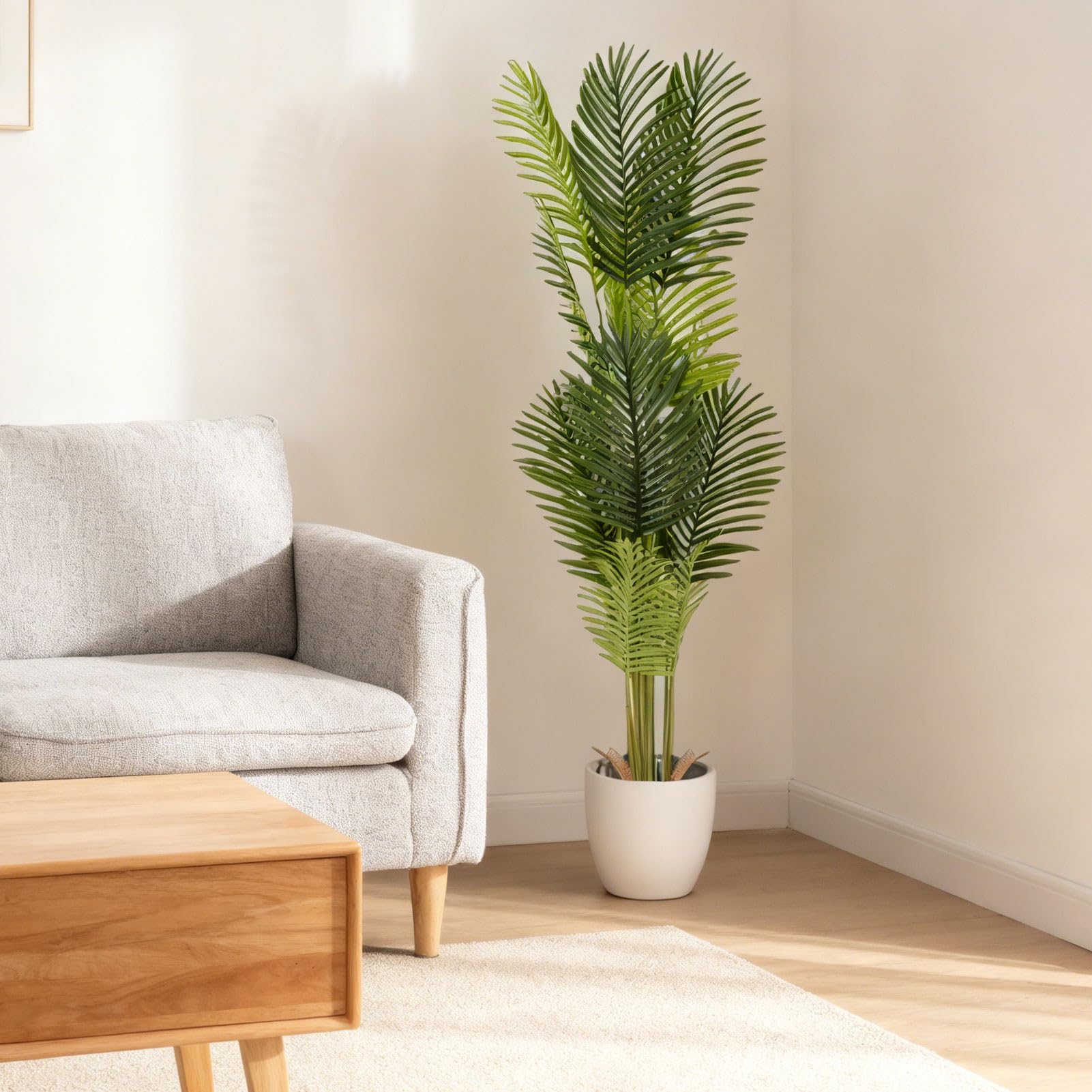 Palma artificiale, pianta tropicale artificiale realistica, decorazione perfetta per la casa e l'ufficio per gli amanti della natura, in plastica (1,8 m)
