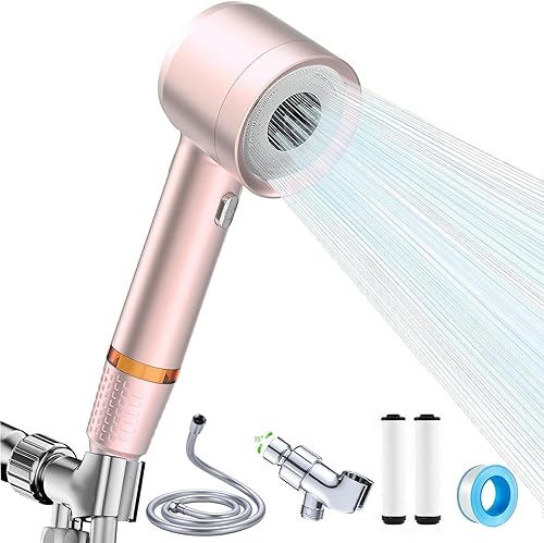 Miniatura 9 de Cabezal de ducha de alta presión con mango, cabezal de ducha con filtro con interruptor de pausa, cabezal de ducha con filtro de ahorro de agua,