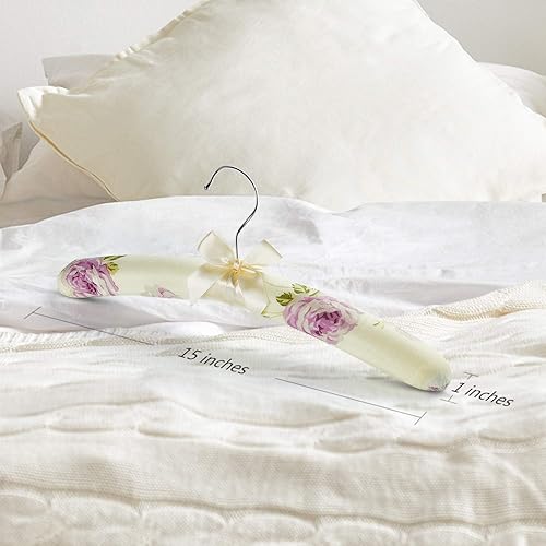 Miniatura 5 de GLCON Perchas acolchadas de satén para ropa de mujer, perchas florales sin golpes, colgador acolchado para bodas, colgador de ropa de seda de espuma