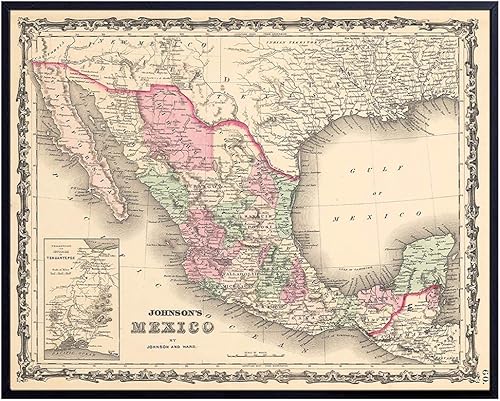Arte de pared mexicano - Decoración de pared mexicana - Mapa - Regalos - Mapa vintage - Historia - Decoración artística chicana - Póster mexicano de