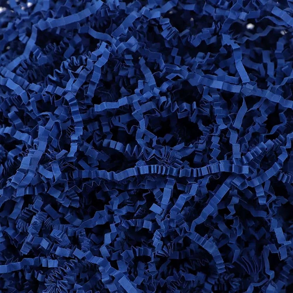 UoeRing Crinkle Cut Paper Shred Filler-4 OZ-Navy Blue Shredded Paper for Gift Wrapping Baskets Bag Easter Grass Gift Boxes Filler