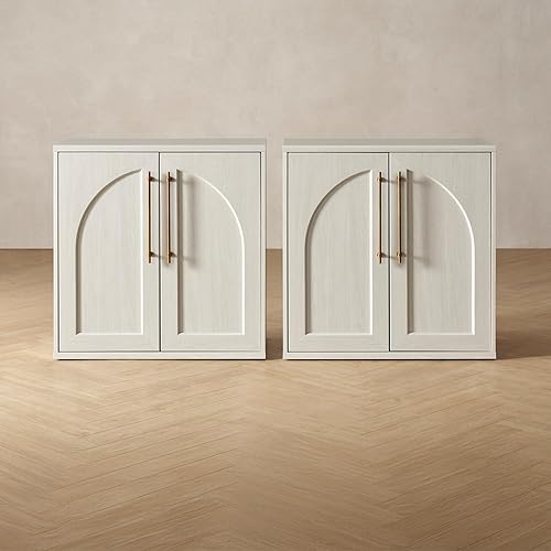 Miniatura 13 de Mopio Blake - Gabinete de almacenamiento, pequeño aparador de exhibición acentuado modular, gabinete de buffet con almacenamiento, credenza de Roble