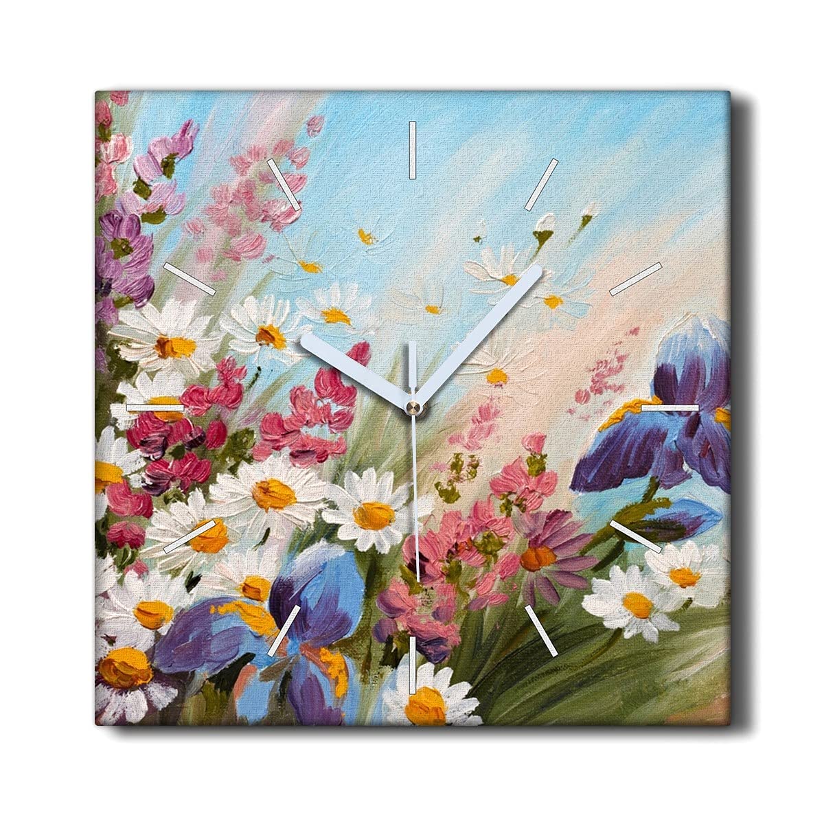 Horloge sans tic-tac sur toile Coloray 30x30 cm : le silence au salon