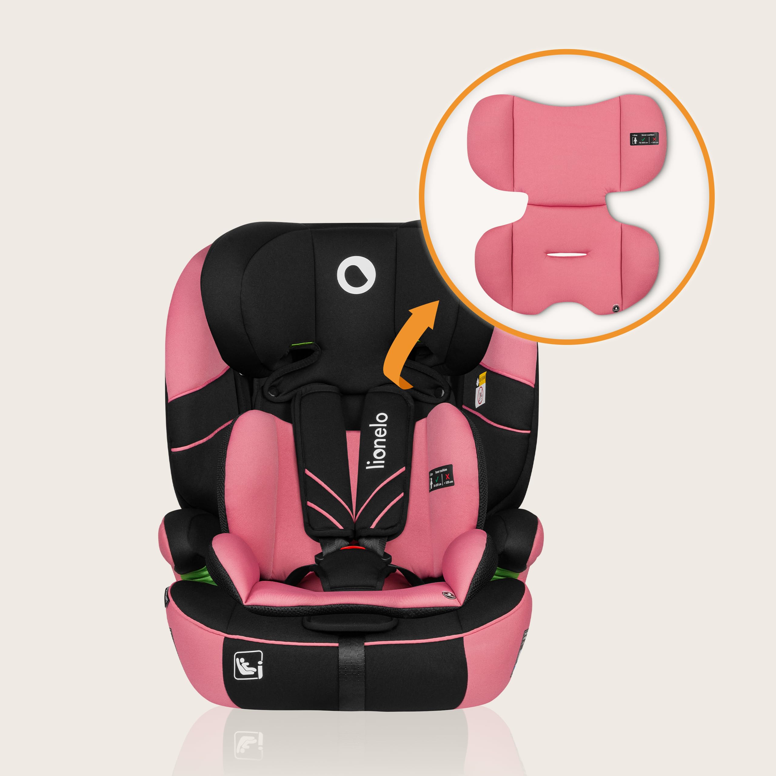 Lionelo Levi Adjustable Car Seat for 9-36kg Transforms with Your Child from Infant to 12 Years, Multi-Level Headrest & Insert Options, Enhanced Side Protection, Easy Install & Wash, Certified — view 8