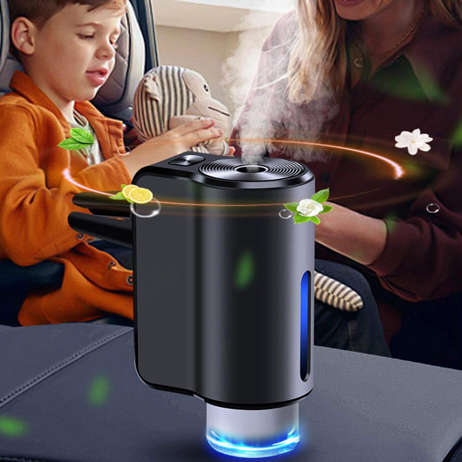 Diffusore di olio intelligente con clip, deodorante per ambienti auto, design a tre modalità